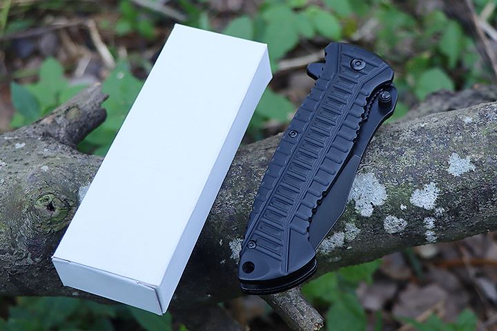 Black crocodile no logo blank blade Aluminum handle folding knife UD407683